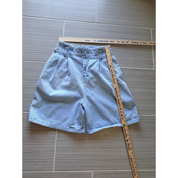 Vintage Paris Blues Light Wash Denim High-Waisted Pleated Shorts Size 26" USA - Picture 5 of 6